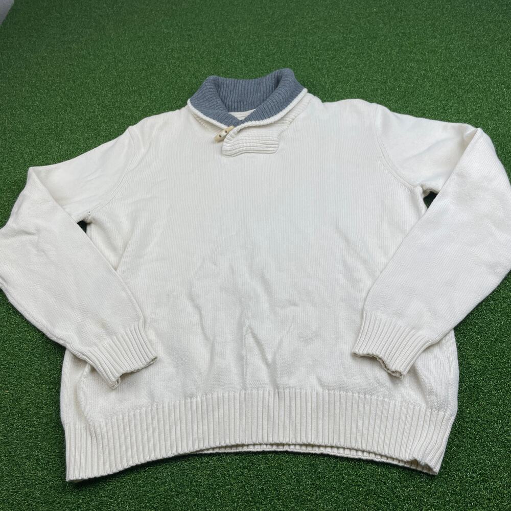 Springfield Mens Beige Knit Ribbed Cuffs & Hem Pullover Sweater Sz S